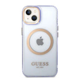 Guess GUHMP14SHTCMU iPhone 14 6.1" purple/purple hard case Gold Outline Translucent MagSafe