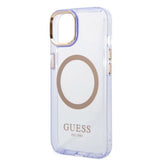 Guess GUHMP14SHTCMU iPhone 14 6.1" purple/purple hard case Gold Outline Translucent MagSafe