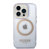 Guess Gold Outline Translucent MagSafe Case for iPhone 14 Pro Max 6.7" - Purple