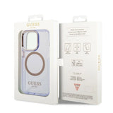 Guess Gold Outline Translucent MagSafe Case for iPhone 14 Pro Max 6.7" - Purple