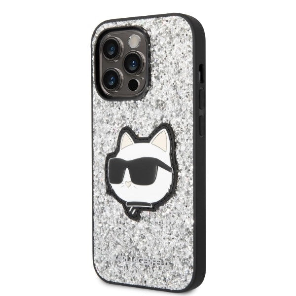 Karl Lagerfeld KLHCP14LG2CPS iPhone 14 Pro 6.1" silver/silver hardcase Glitter Choupette Patch