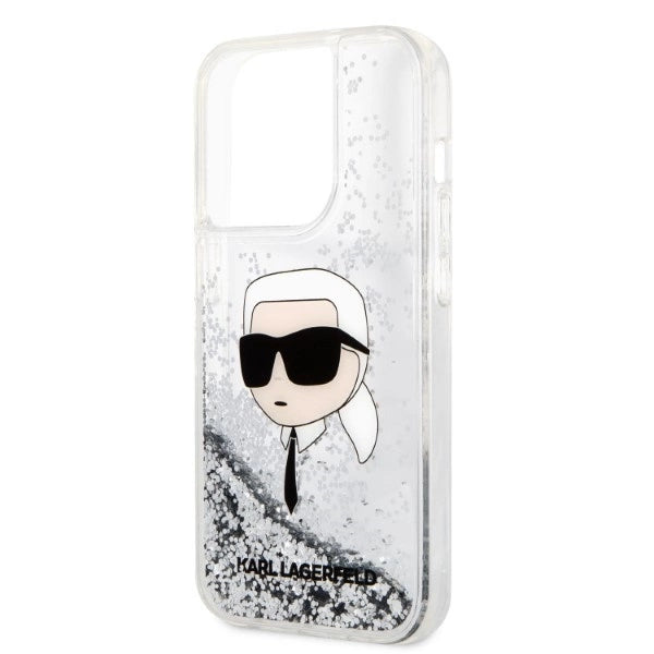 Karl Lagerfeld KLHCP14LLNKHCH iPhone 14 Pro 6.1" silver/silver hardcase Glitter Karl Head