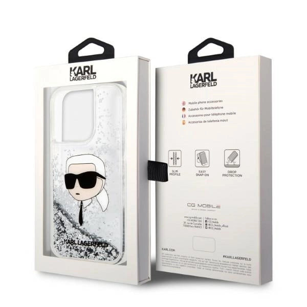 Karl Lagerfeld KLHCP14LLNKHCH iPhone 14 Pro 6.1" silver/silver hardcase Glitter Karl Head