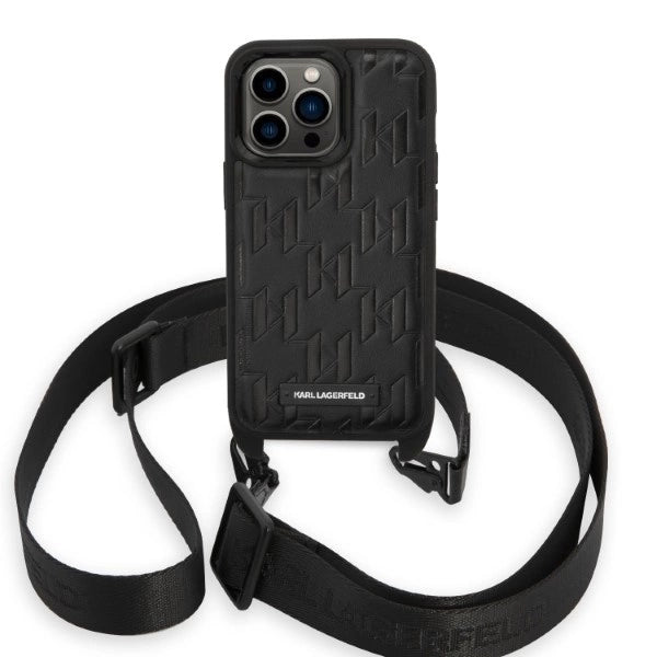 Karl Lagerfeld KLHCP14LSTMMK iPhone 14 Pro 6.1" hardcase black/black Monogram Plaque Logo Strap
