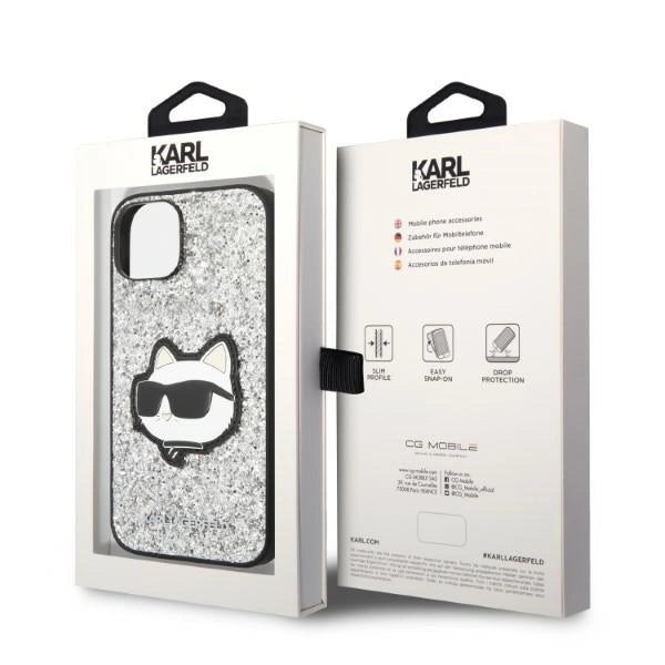 Karl Lagerfeld KLHCP14MG2CPS iPhone 14 Plus 6.7" silver/silver hardcase Glitter Choupette Patch