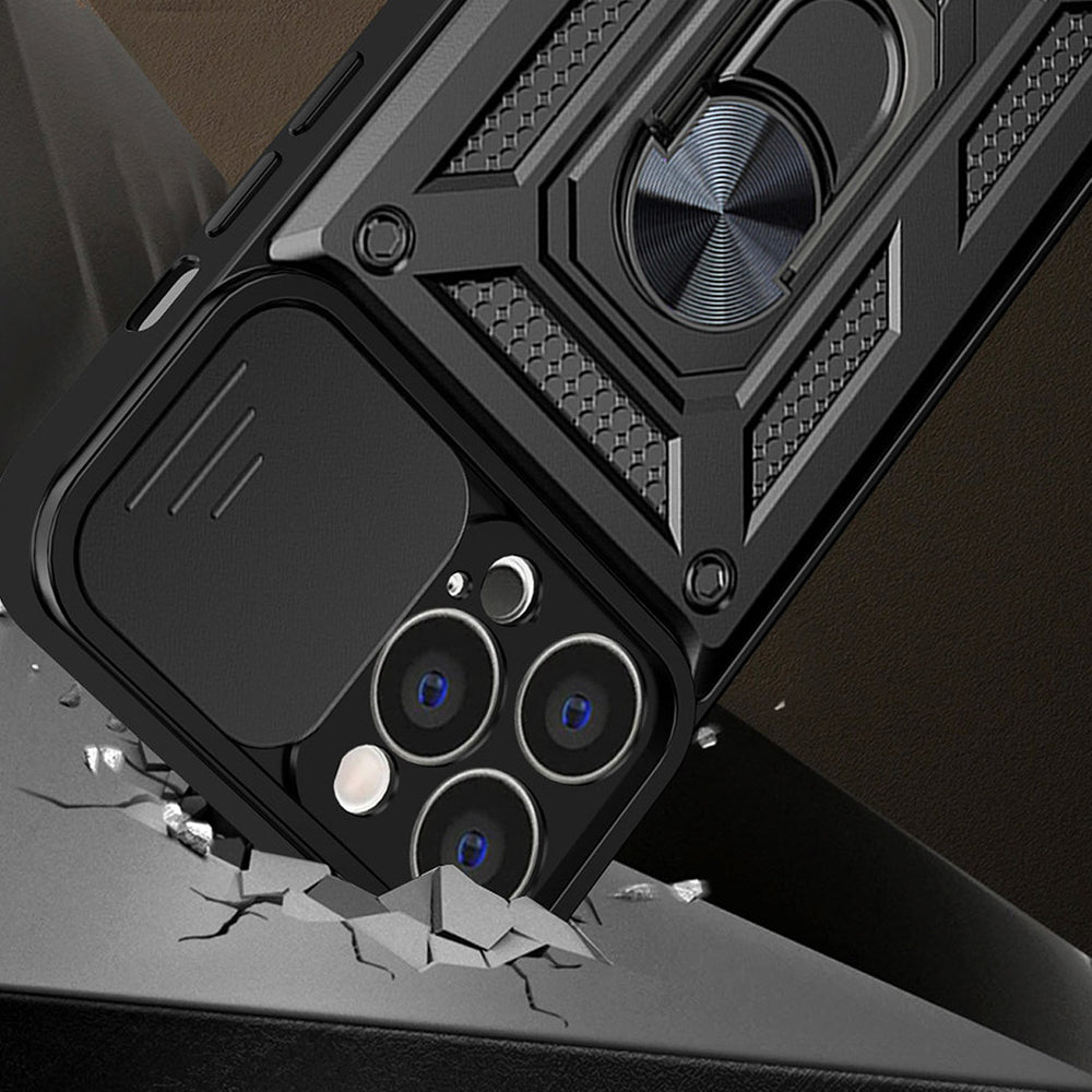 Hybrid Armor Camshield-kasse til Vivo Y16 / Vivo Y02s pansret kasse med kamera dække sort