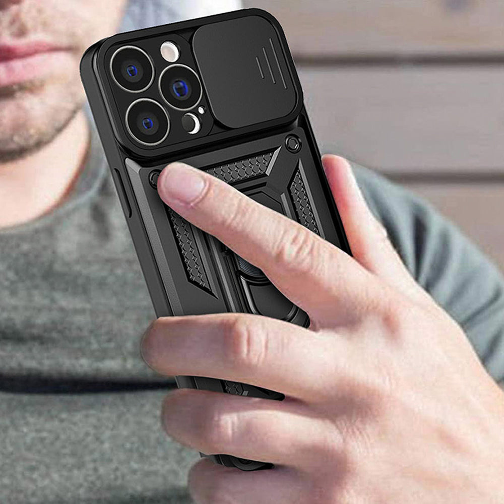Hybrid Armor Camshield-kasse til Vivo Y16 / Vivo Y02s pansret kasse med kamera dække sort