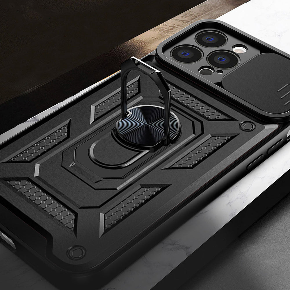 Hybrid Armor Camshield-kasse til Vivo Y16 / Vivo Y02s pansret kasse med kamera dække sort