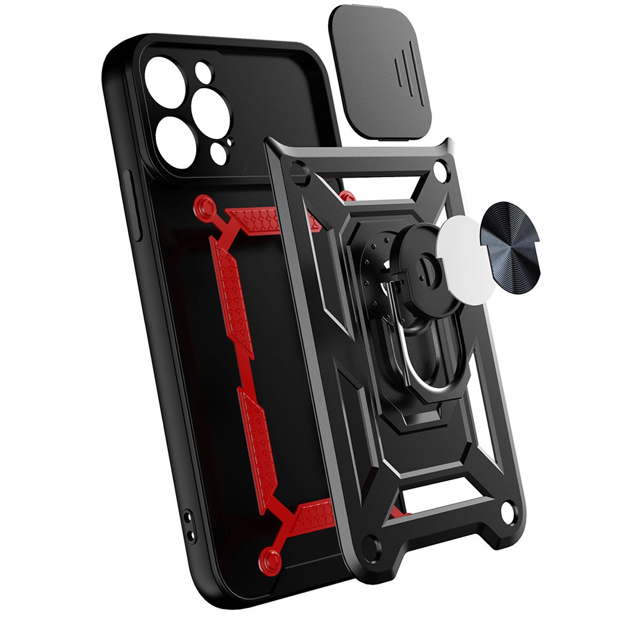 Hybrid Armor Camshield-hylster til Realme 10 Pro+ pansret cover med kamera cover sort