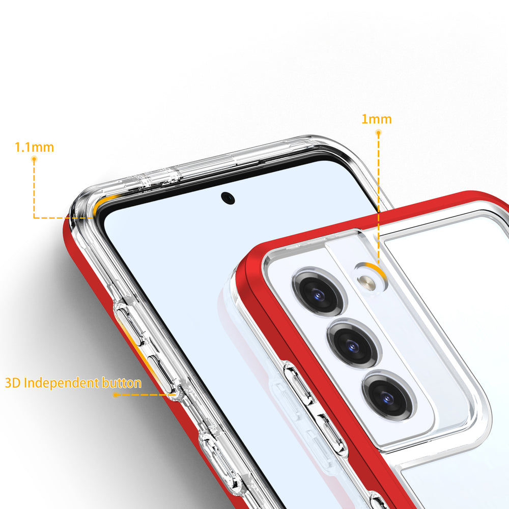 Gennemsigtig 3i1-hylster til Samsung Galaxy S23+ silikone dække med rød ramme