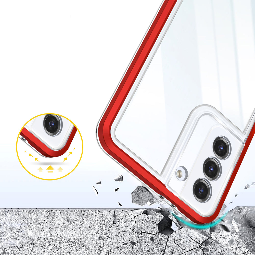 Gennemsigtig 3i1-hylster til Samsung Galaxy S23+ silikone dække med rød ramme