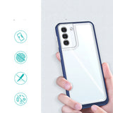Gennemsigtigt 3in1 fodtøj til Samsung Galaxy S23+ silikone dække med blå ramme