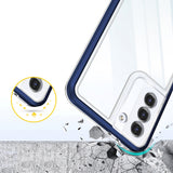 Gennemsigtigt 3in1 fodtøj til Samsung Galaxy S23+ silikone dække med blå ramme