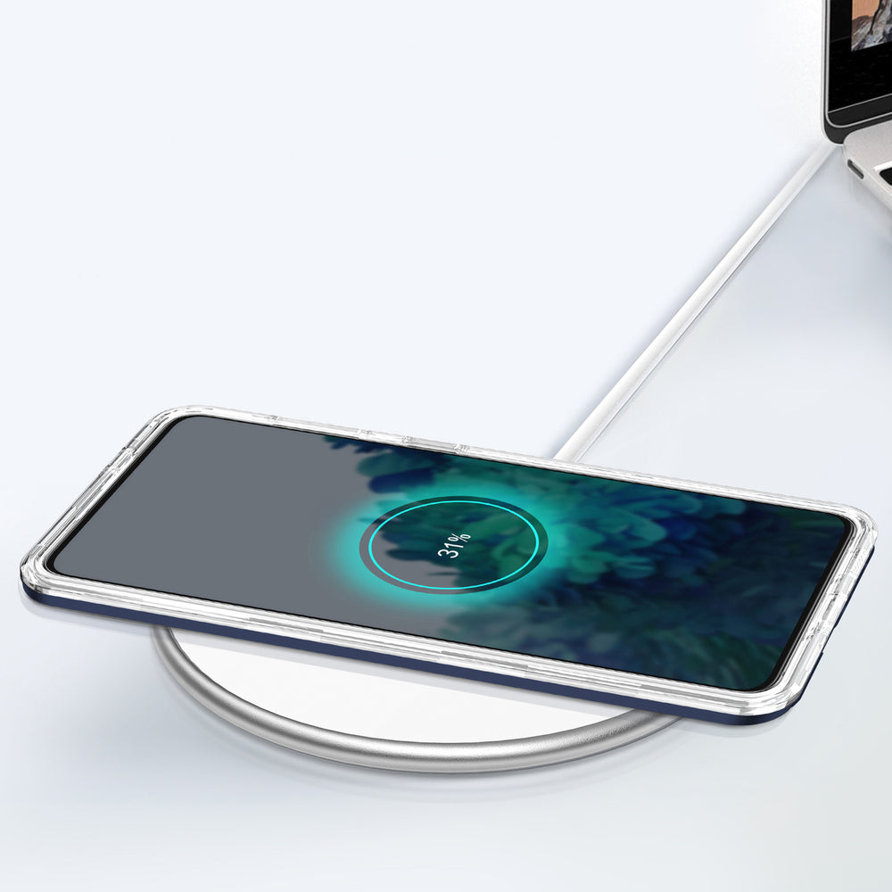 Gennemsigtigt 3in1 fodtøj til Samsung Galaxy S23+ silikone dække med blå ramme