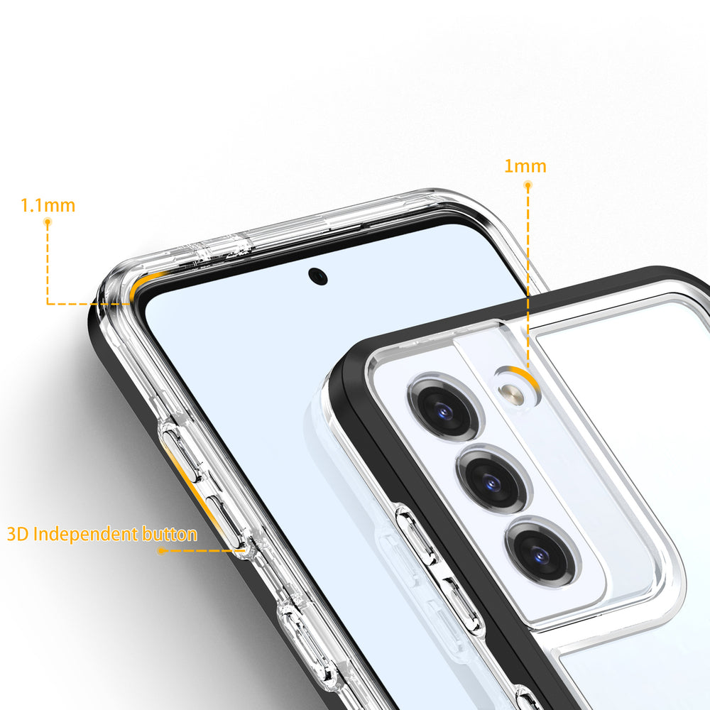 Gennemsigtig 3i1-kasse til Samsung Galaxy S23+ silikone dække med sort ramme