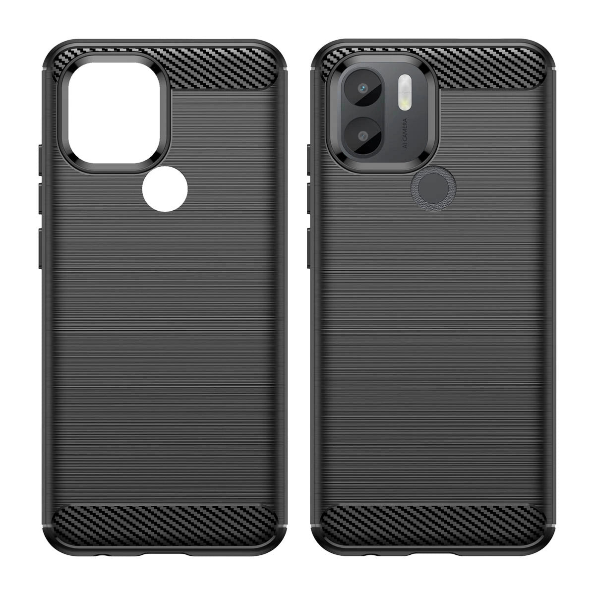 Carbon Case til Xiaomi Redmi A1+ fleksibelt silikone carbon cover sort