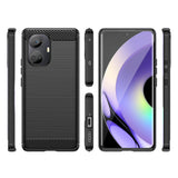Carbon Case til Realme 10 Pro+ fleksibelt silikone carbon cover sort