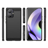 Carbon Case til Realme 10 Pro+ fleksibelt silikone carbon cover sort