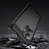 Carbon Case til Realme 10 Pro+ fleksibelt silikone carbon cover sort