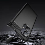 Carbon Case til Realme 10 Pro+ fleksibelt silikone carbon cover sort