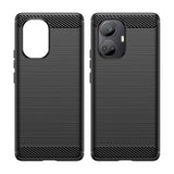 Carbon Case til Realme 10 Pro+ fleksibelt silikone carbon cover sort