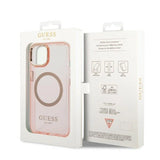 Guess GUHMP14SHTCMP iPhone 14 6.1" pink/pink hårdkasse Gold Outline Translucent MagSafe