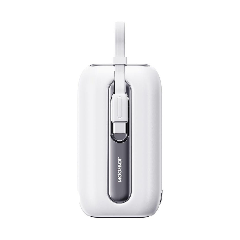 Joyroom mini powerbank 10000mAh Colorful Series 22.5W med 2 indbyggede USB C og Lightning kabler hvid (JR-L012)