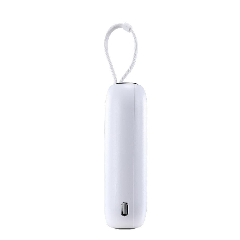 Joyroom mini powerbank 10000mAh Colorful Series 22.5W med 2 indbyggede USB C og Lightning kabler hvid (JR-L012)