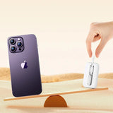 Joyroom mini powerbank 10000mAh Colorful Series 22.5W med 2 indbyggede USB C og Lightning kabler hvid (JR-L012)