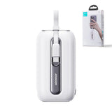 Joyroom mini powerbank 10000mAh Colorful Series 22.5W med 2 indbyggede USB C og Lightning kabler hvid (JR-L012)