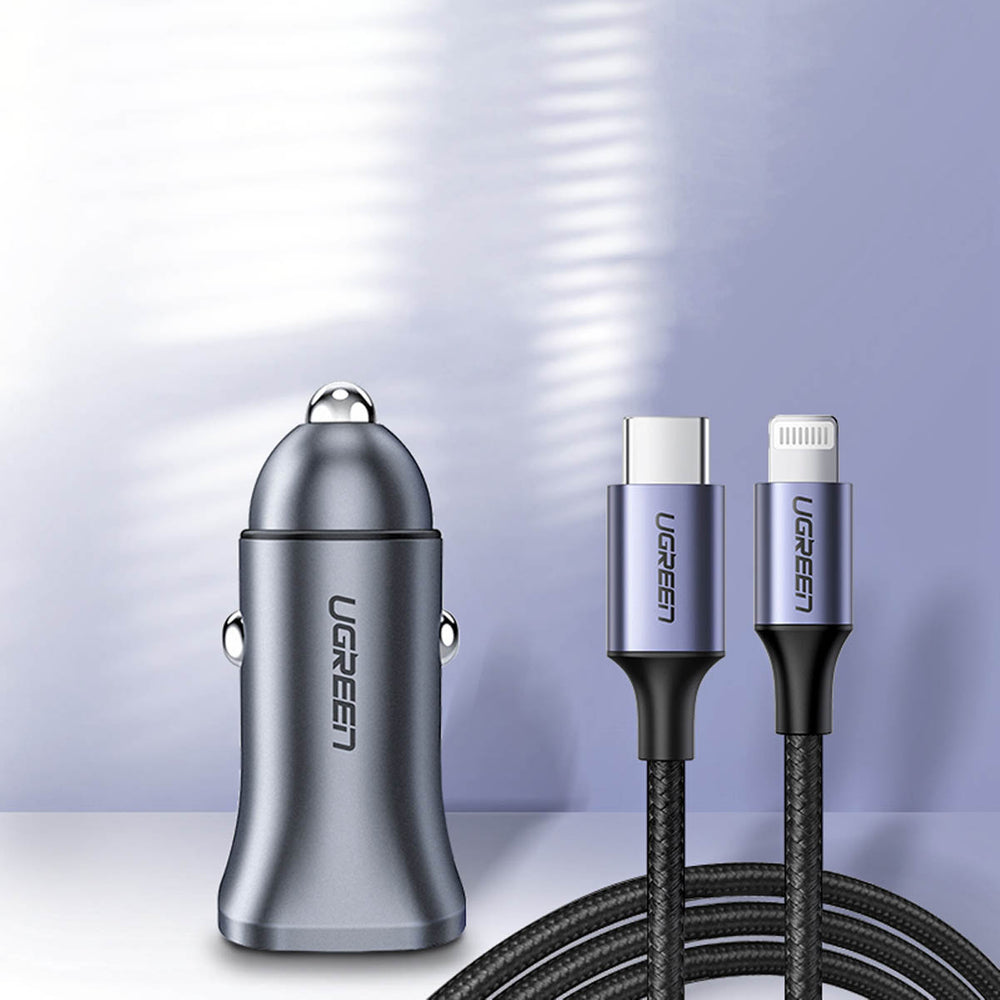 Ugreen CD130 USB-A / USB-C 30W Biloplader - Grå