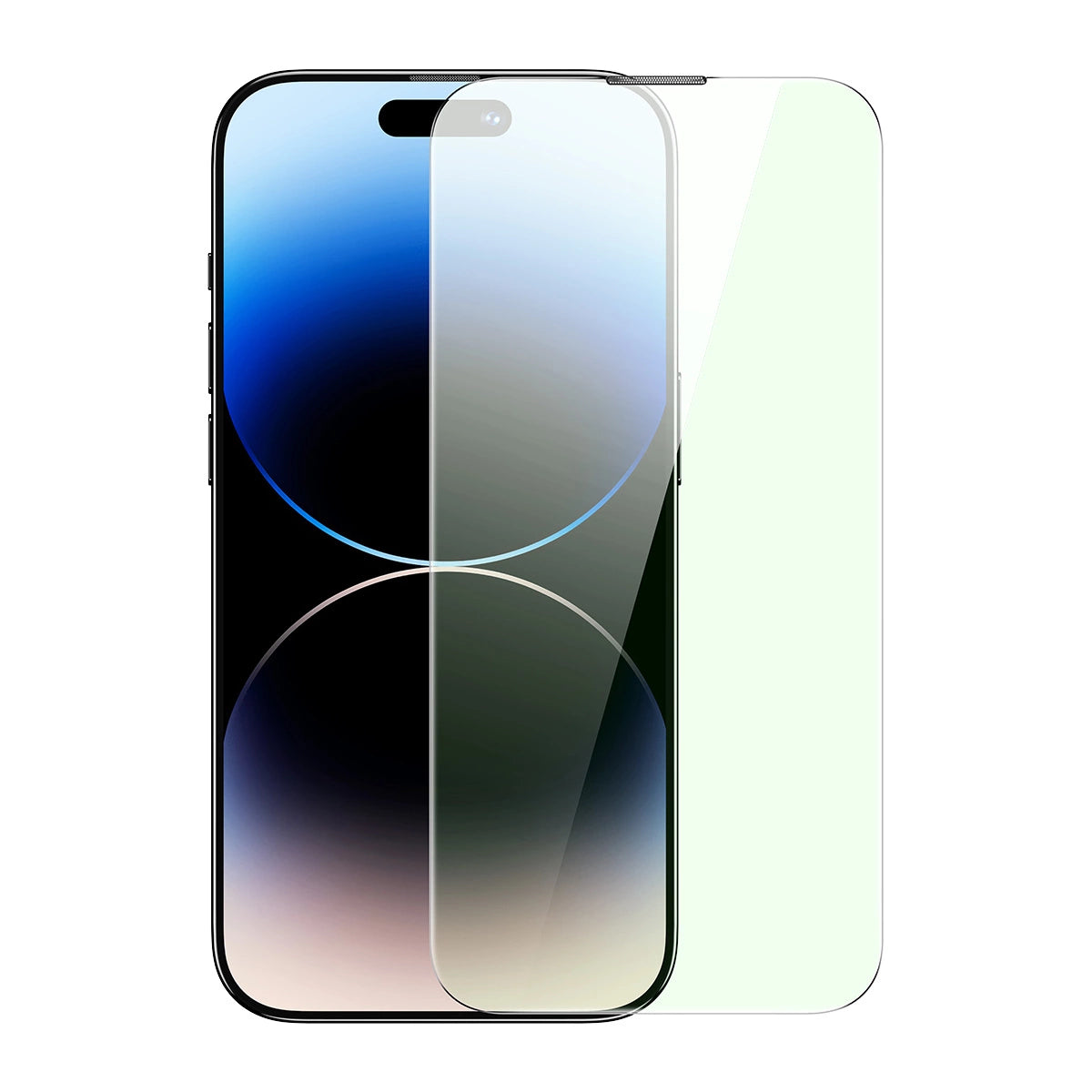 Baseus Full Screen Tempered Glass til iPhone 14 Pro Max med Anti Blue Light Filter og 0.3mm Speaker Cover + Montering Frame