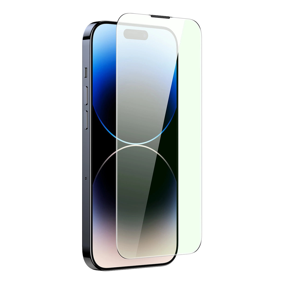 Baseus Full Screen Tempered Glass til iPhone 14 Pro Max med Anti Blue Light Filter og 0.3mm Speaker Cover + Montering Frame