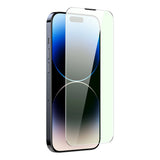 Baseus Full Screen Tempered Glass til iPhone 14 Pro Max med Anti Blue Light Filter og 0.3mm Speaker Cover + Montering Frame