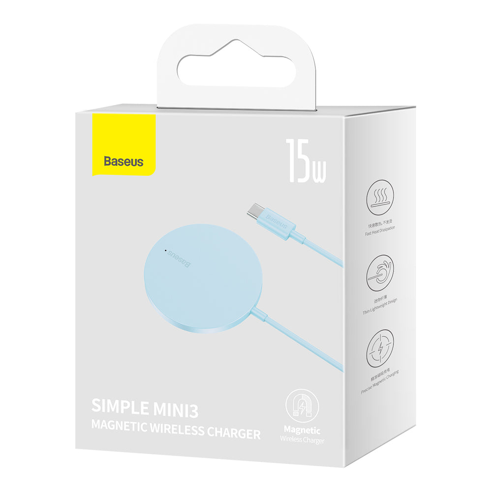 Baseus Simple Mini3 magnetic charger MagSafe Qi 15W blue
