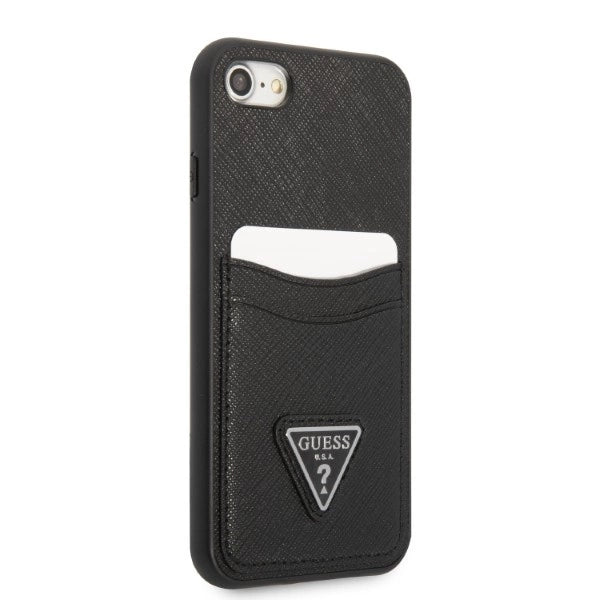 Guess GUHCI8PSATPK iPhone 7/8 SE 2020 / SE 2022 hardcase black/black hardcase Saffiano Triangle Logo Cardslot