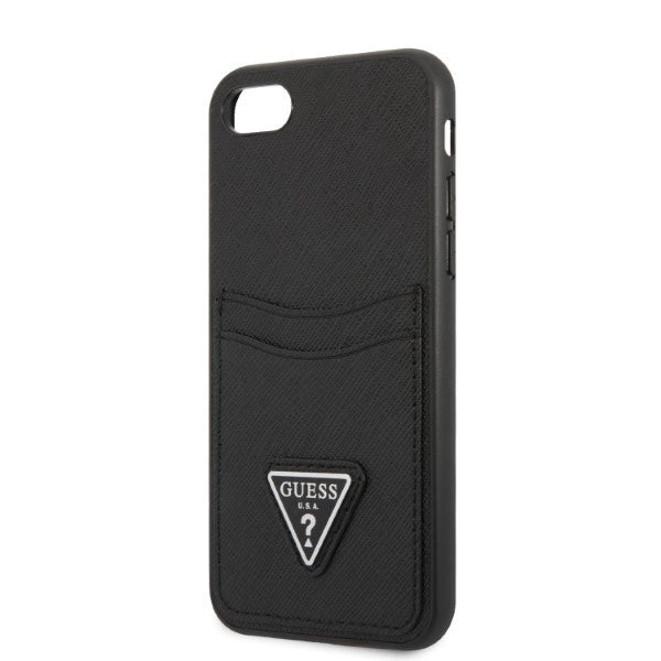 Guess GUHCI8PSATPK iPhone 7/8 SE 2020 / SE 2022 hardcase black/black hardcase Saffiano Triangle Logo Cardslot