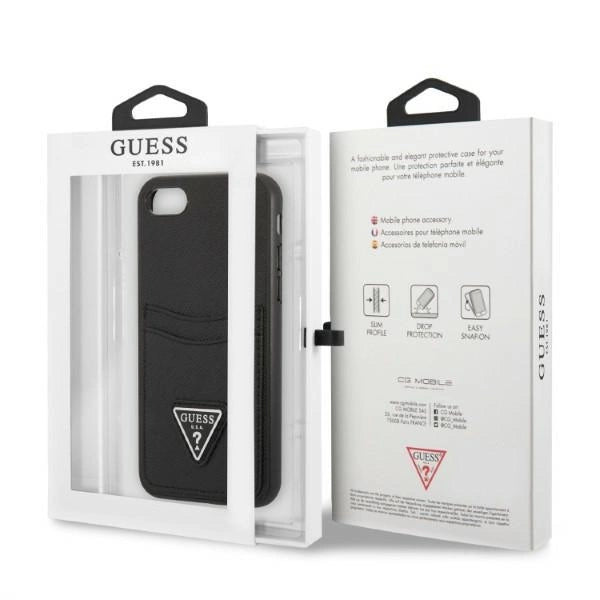 Guess GUHCI8PSATPK iPhone 7/8 SE 2020 / SE 2022 hardcase black/black hardcase Saffiano Triangle Logo Cardslot