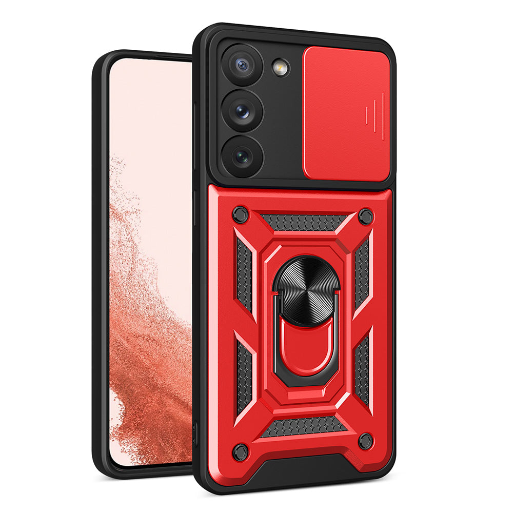 Hybrid Armor Camshield case til Samsung Galaxy S23+ pansret cover med kamera cover rød