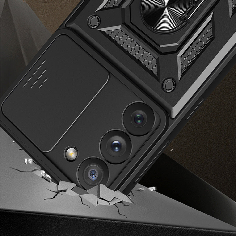 Hybrid Armor Camshield case til Samsung Galaxy S23+ pansret cover med kamera cover rød