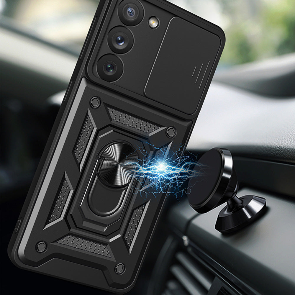 Hybrid Armor Camshield case til Samsung Galaxy S23+ pansret cover med kamera cover rød