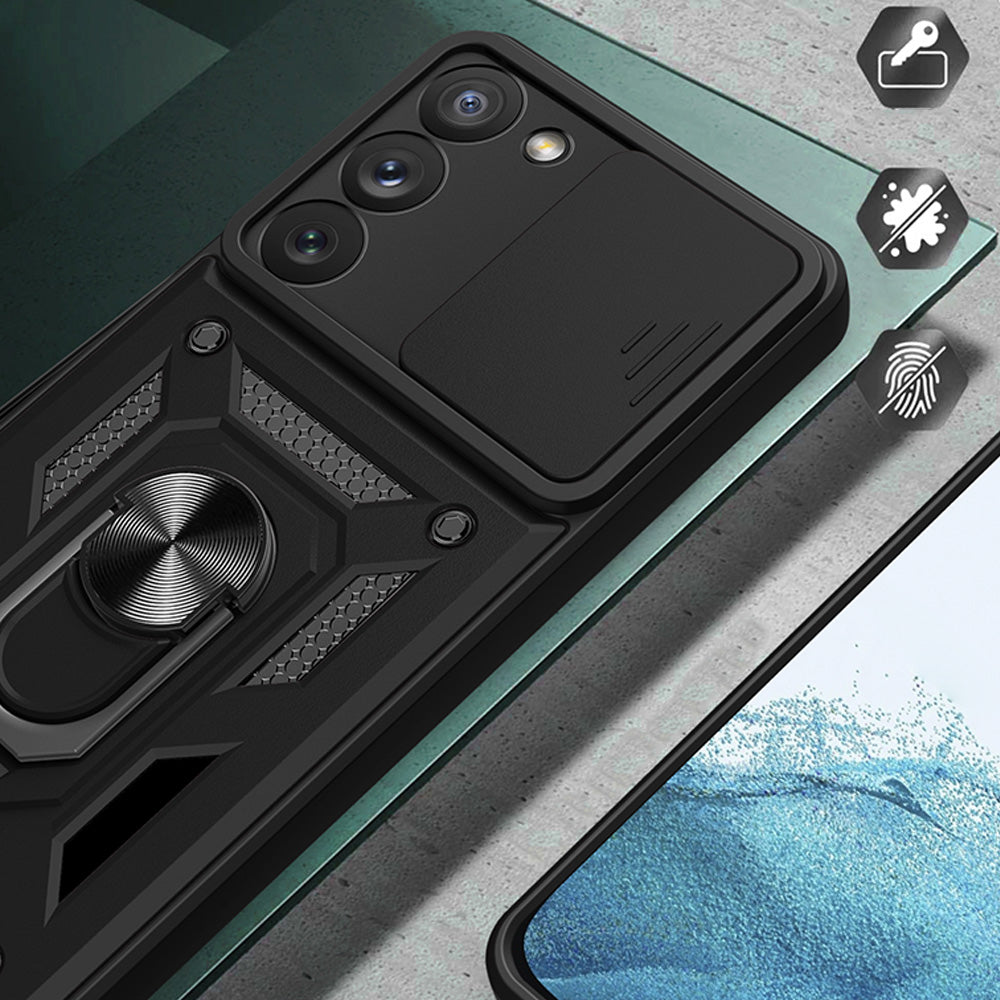 Hybrid Armor Camshield case til Samsung Galaxy S23+ pansret cover med kamera cover rød