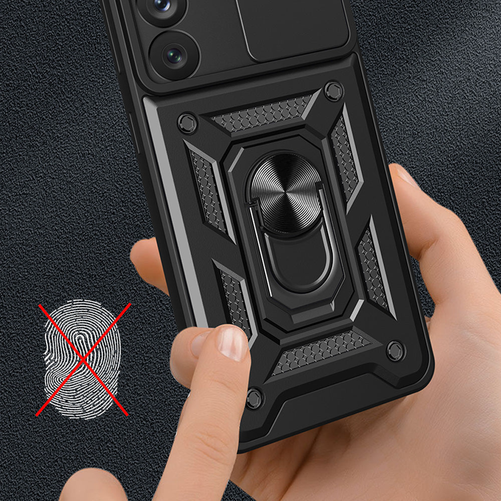 Hybrid Armor Camshield case til Samsung Galaxy S23+ pansret cover med kamera cover rød