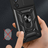 Hybrid Armor Camshield case til Samsung Galaxy S23+ pansret cover med kamera cover rød