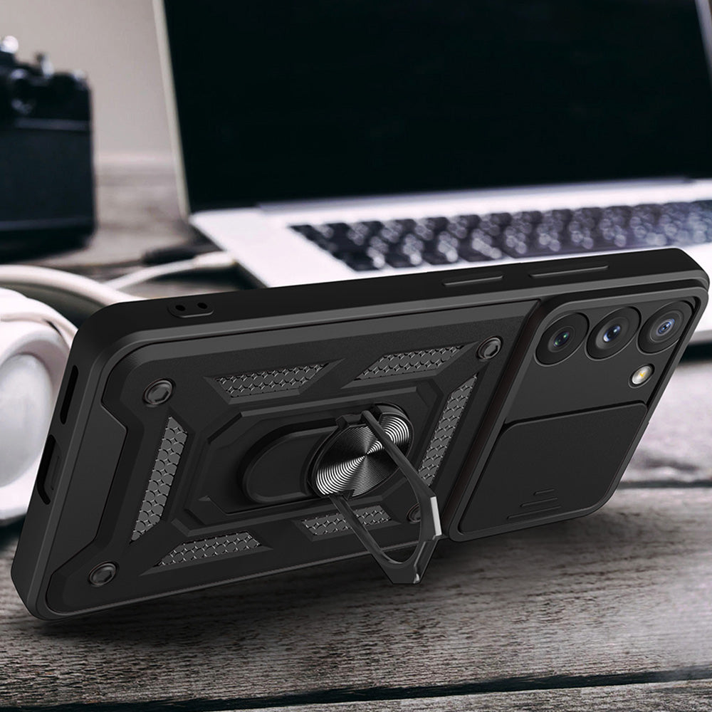 Hybrid Armor Camshield case til Samsung Galaxy S23+ pansret cover med kamera cover rød