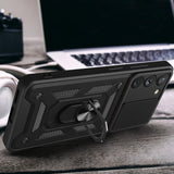 Hybrid Armor Camshield case til Samsung Galaxy S23+ pansret cover med kamera cover rød