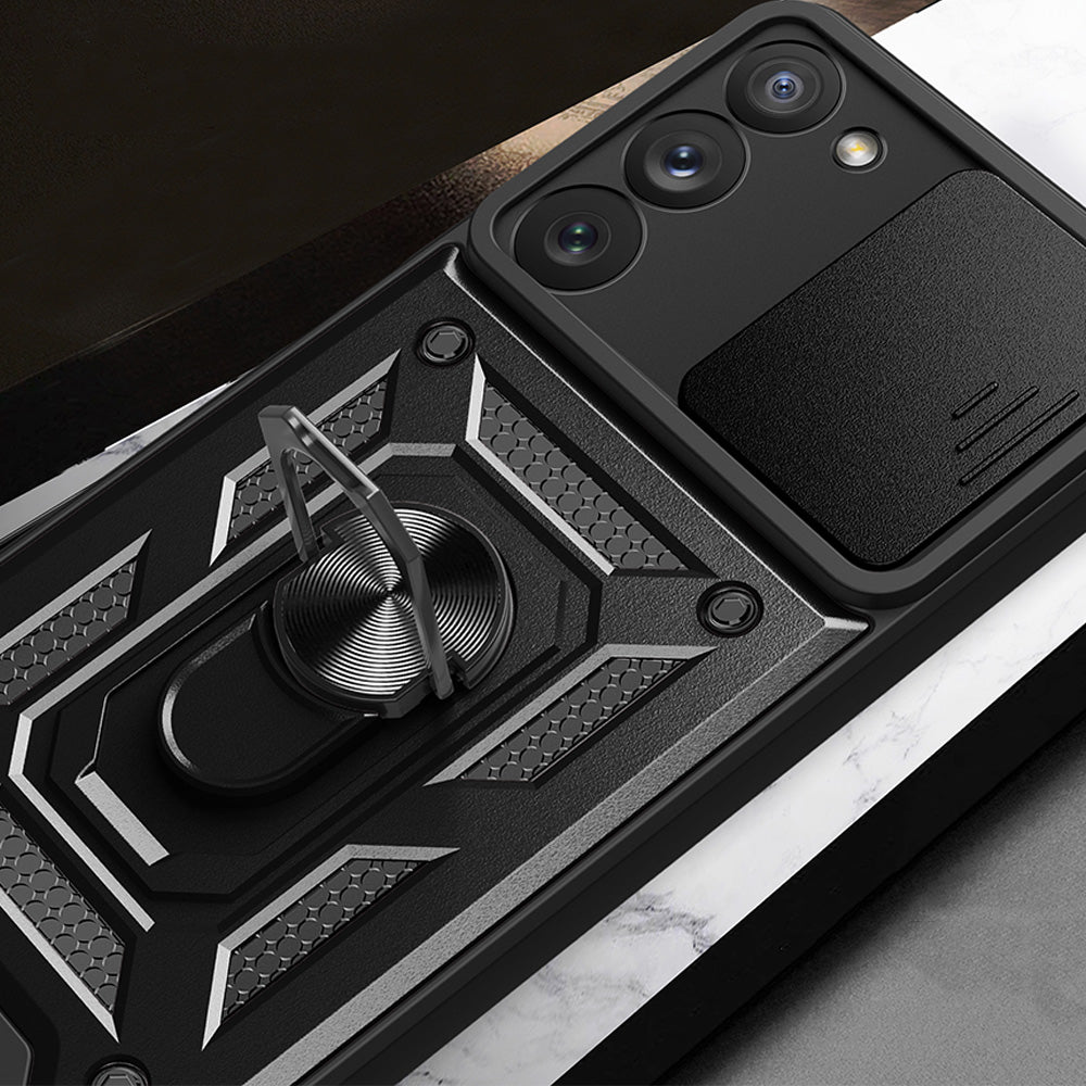 Hybrid Armor Camshield case til Samsung Galaxy S23+ pansret cover med kamera cover rød