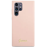 Guess GUHCS23LLSLMGPP S23 Ultra S918 pink/pink hardcase Silicone Script Metal Logo