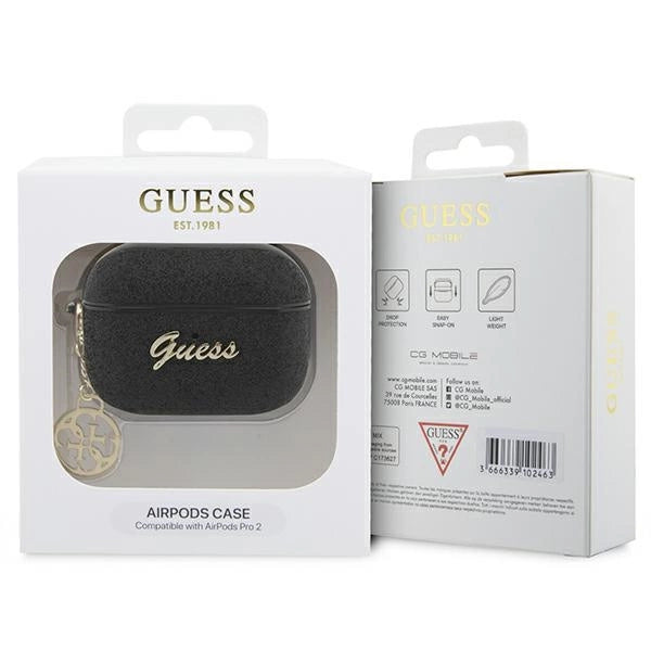 Guess GUAP2GLGSHK AirPods Pro 2 cover sort/sort Glitter Flake 4G Charm