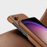 Dux Ducis Grit case for Samsung Galaxy S23+ elegant case made of artificial leather brown
